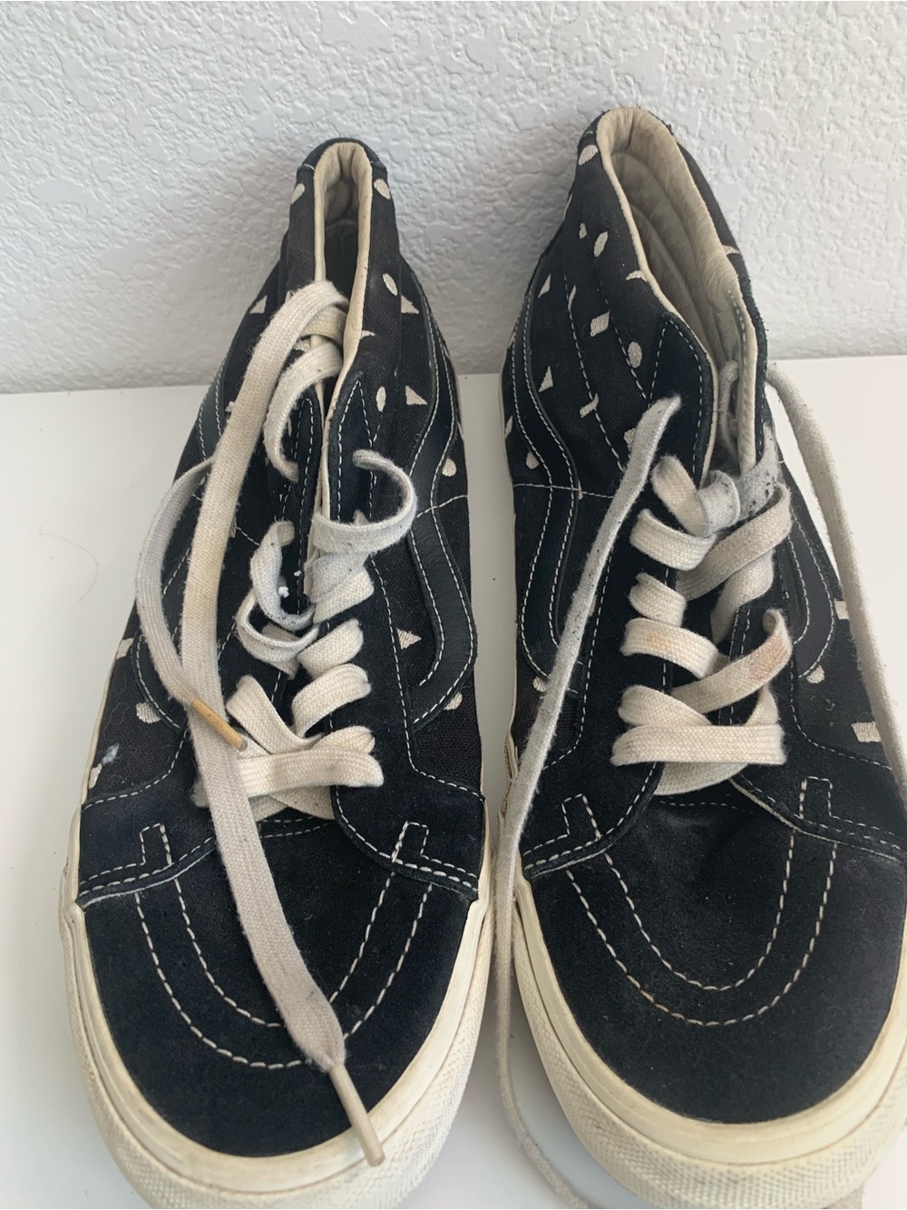Vans Black High-Top Sneakers with Cream Laces and Dot Accents